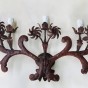 212 - Appliques bordeaux  L. 70x33 p.12 - 5 punti luce con fiori a spirale