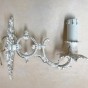 R520 - Coppia appliques ottone colorate bianco shabby  P.20  H.16
